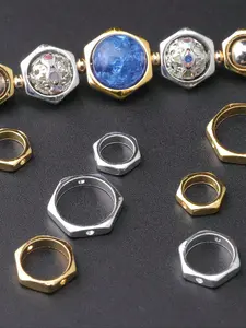 10Pcs 6mm/8mm/10mm Silver Rhombus Shape Bead Frame Circle Ring Bead Frame Golden Oval Polygon Spacer Bead Connector Link Ring For DIY Necklace Bracelet Earring Pendant Accessories