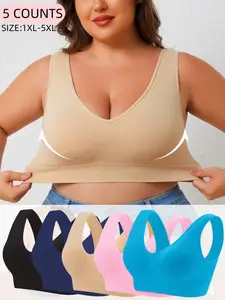 【Plus Size】 Women's Soft  Seamless Everyday Bra,Comfortable & Breathable Simple Basic Chest, No Padding,Lady Lingerie Casual Underwear Top,Perfect For Daily Wear,All Seasons,Breathable Seamless Bras