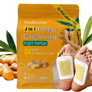 24-Piece Ginger Foot Patch Set - 3-in-1 Deep Cleansing, Cooling Sensation, Supports Foot Comfort, Individually Wrapped, Convenient for On-the-Go Use.