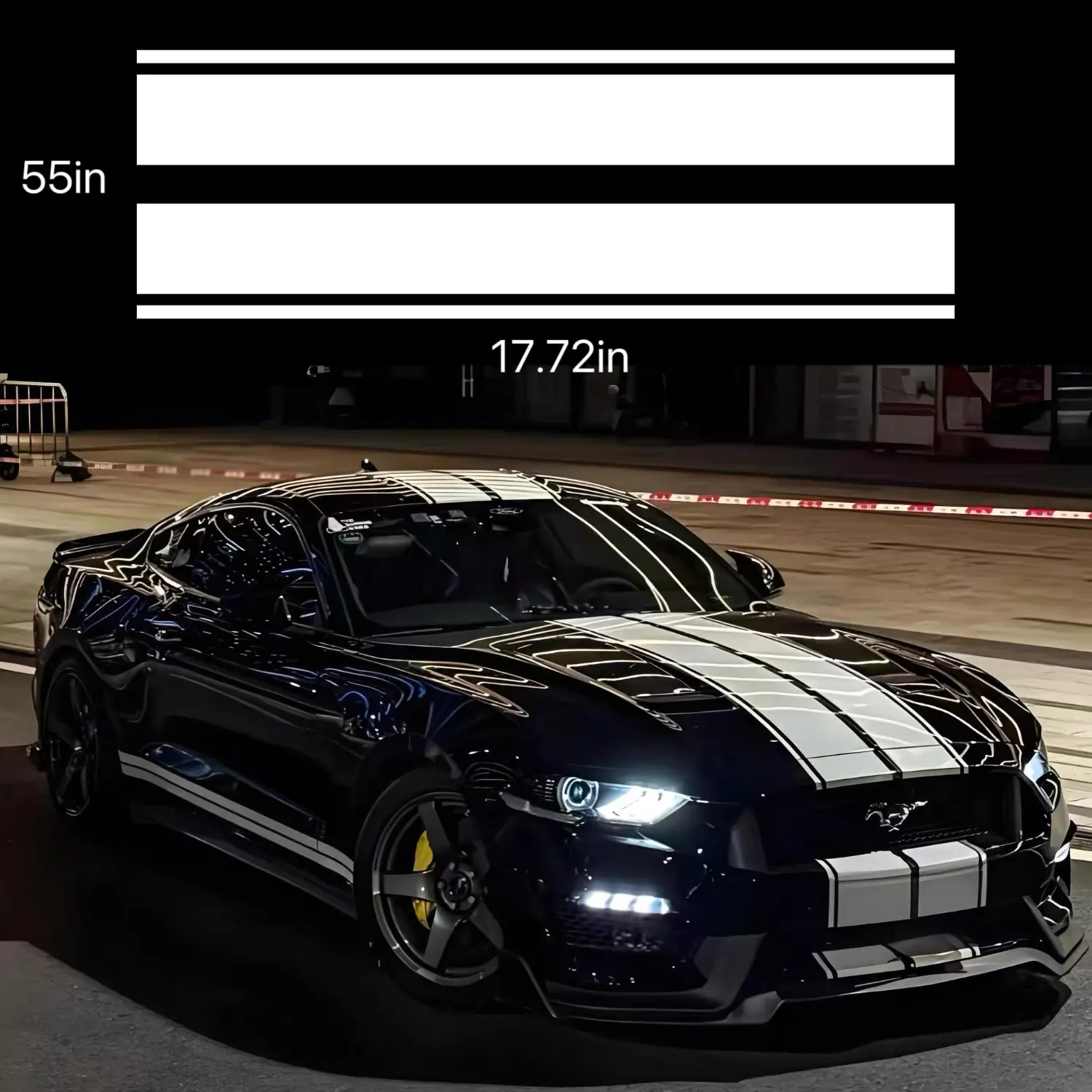 Car Hood Sticker, Racing Stripes Body Side Stickers, Vinyl Hood Bumper Modification, 55 x 17.72 inch Car Hood Decoration Accessories Decal
