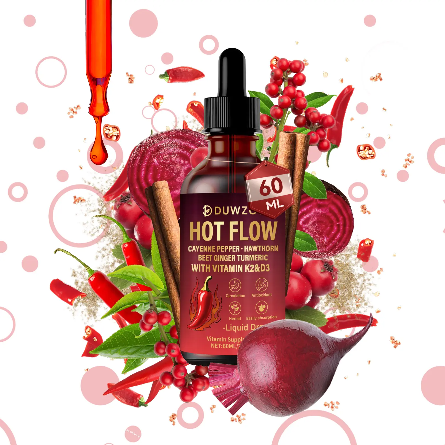 Optimum Ceylon Cinnamon Ginseng Cayenne Pepper & Botanical Blend Dietary Supplements 60ML Liquid Drops
