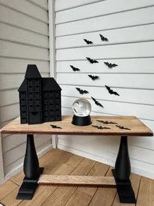 Nook Miniatures Miniature Wood Console Table with Black Legs 1:12 Scale Farmhouse Vibes for Any Interior Decor 4.25" Wide x 2" Deep x 2.25" Tall