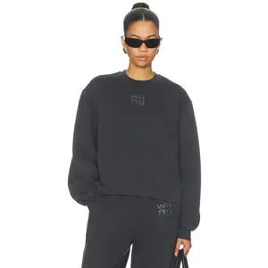 Alexander Wang Hotfix Logo Sweatshirt in Washed Black Alexander Wang Hotfix Logo Sweatshirt in Washed Black