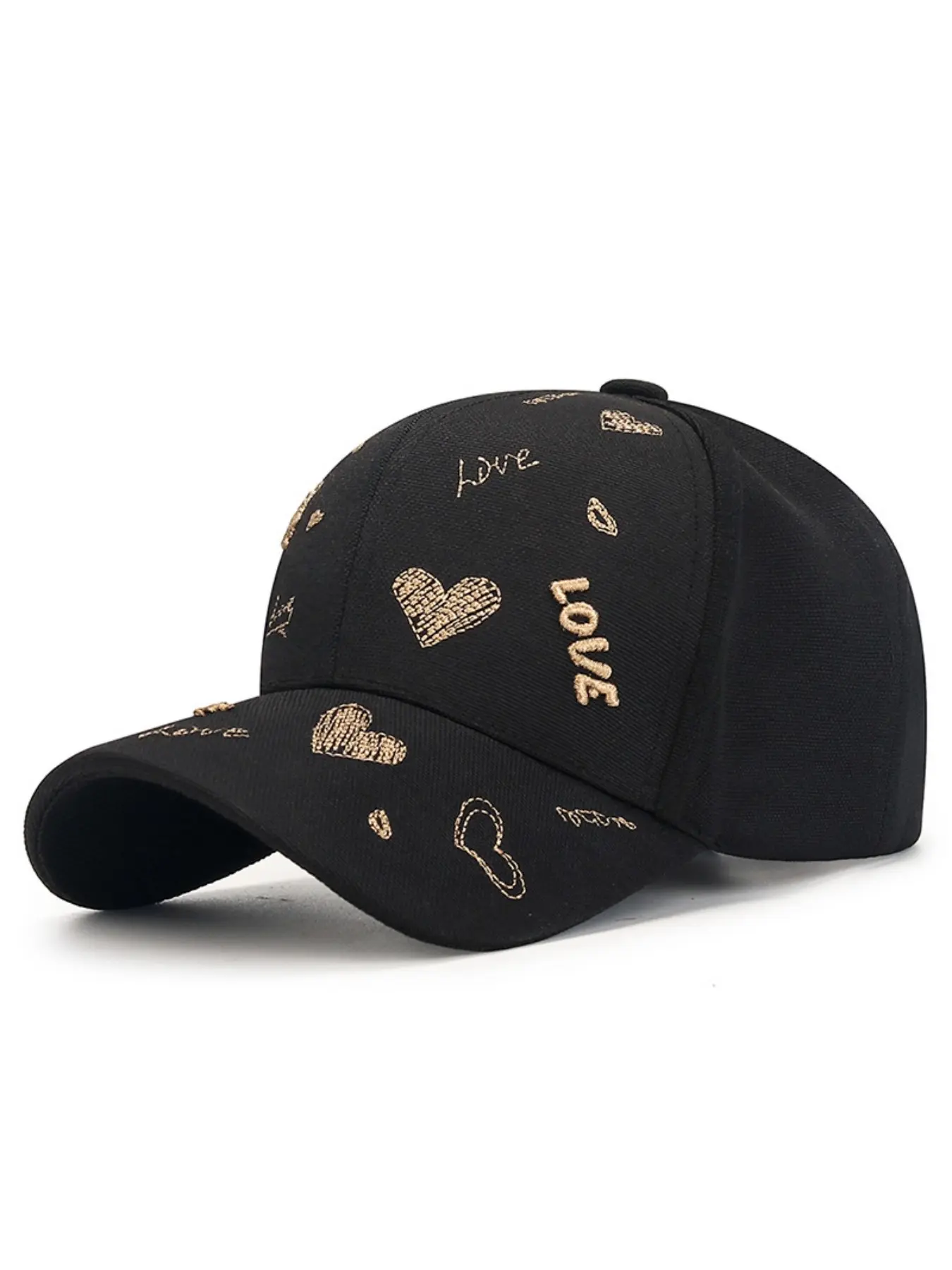 High-Quality Baseball Hat for Women, Love Design, 3D Gold Line, Korean Style, Spring Fashion, Couple Sun Hat, Valentine Gift, Casual Hat