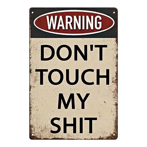 Funny Humor Tinplate Wall Decor Sign - Palette&Wall "Don't Touch My Shit!", 12x8in Lightweight Hanging Plaque with Pre-Drilled Holes, Console Guard Sign for Gamers, Bedroom Wall Display, Ideal Gift for Home Supplies