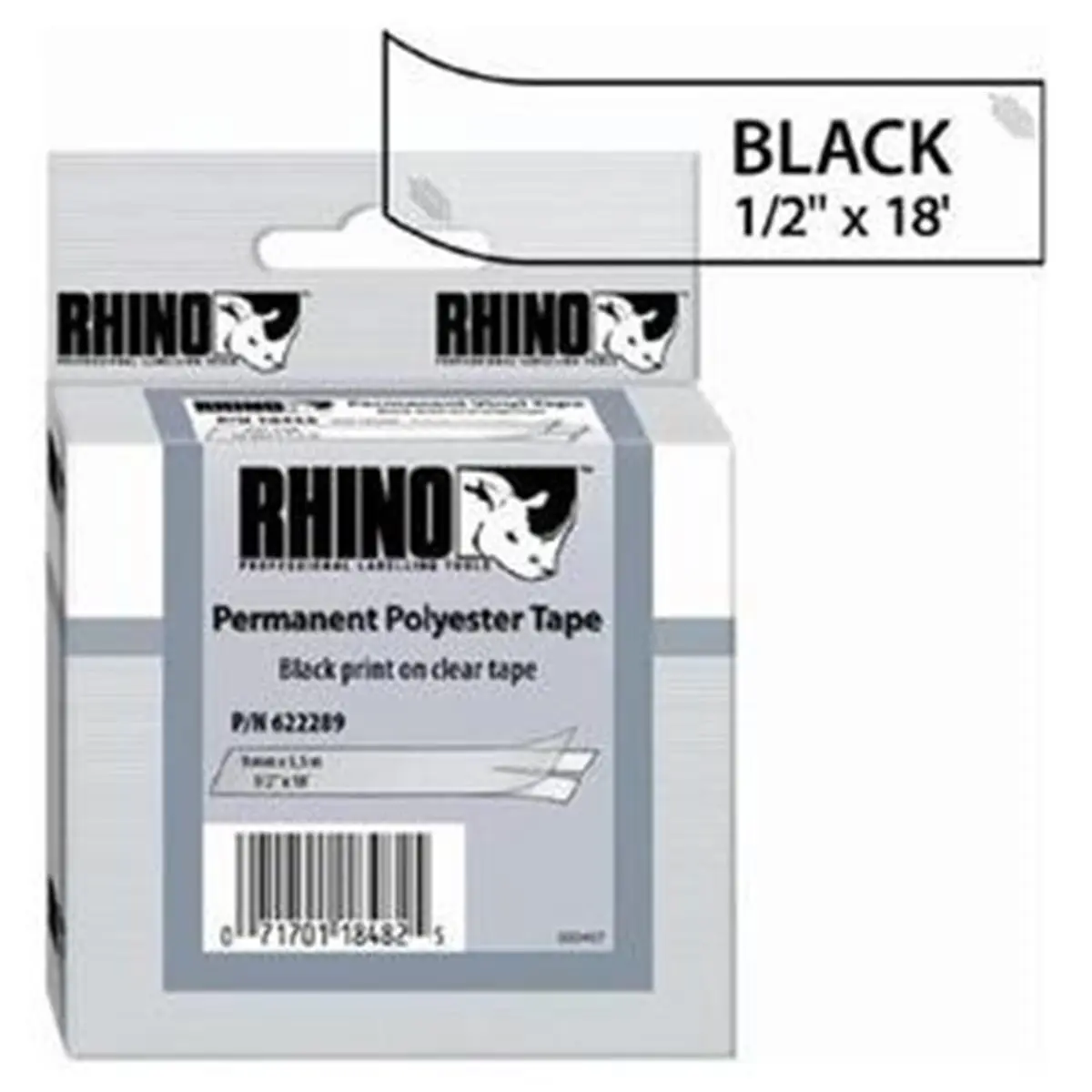 Dymo 622289 Dymo RhinoPro Thermal Label - 0.5 in. Width x 216 in. Length - Permanent - 1 Roll - Clear