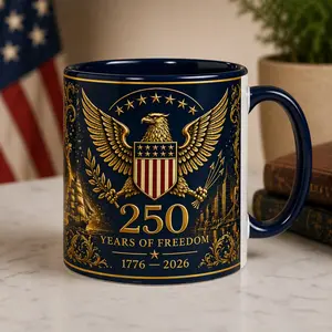 250 Years of Freedom Mug 1776-2026, Patriotic USA Coffee Cup, American Anniversary Gift, 4th of July Gift for Men Dad