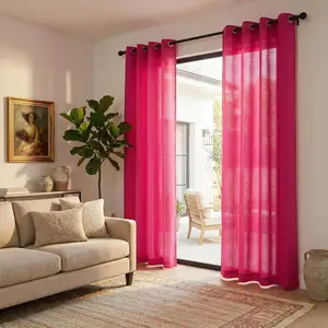 Summer Vibes, 52x84 Inch 2pcs Blocks 80% of light Curtains for Living Room Bedroom Linen Blocks 80% of light Curtains, Grommet Luxury Blocks 80% of light Out Curtains for Windows Apartment L18-1