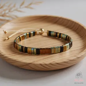 Sofia Tila Beaded Bracelet, Miyuki Bracelet, Boho Bracelet, Flat Beads Bracelet, Surf Bracelet, Layering Bracelet Gift for him, gift for her