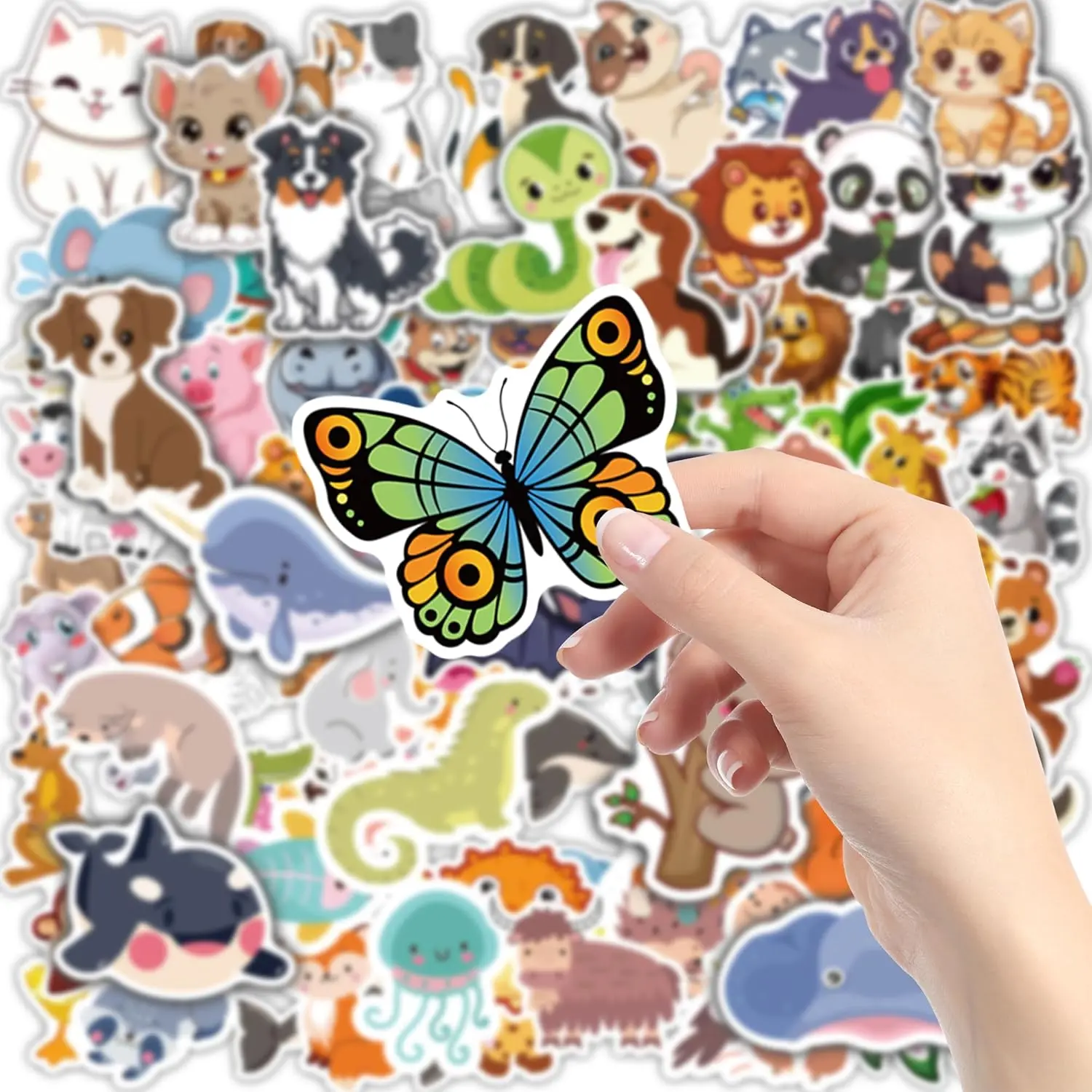 100 PCS Reusable Cute Animal Stickers for Scrapbooking, Water Bottles - Engaging Incentives for Children, Delightful Teacher Prizes, DIY Crafts Party Supplies (Toys & Hobbies Category)