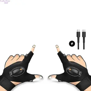 LED Flashlight Gloves, Adjustable Elastic Comfort Gloves, Hands-Free Lighting Gear for Night Work, Camping, Repair, Hiking & Outdoor Use