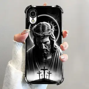 Suitable for [iPhone Xr] Jesus transparent protective four-corner air cushion anti-fall mobile phone case transparent mobile phone case four-corner protective case 995