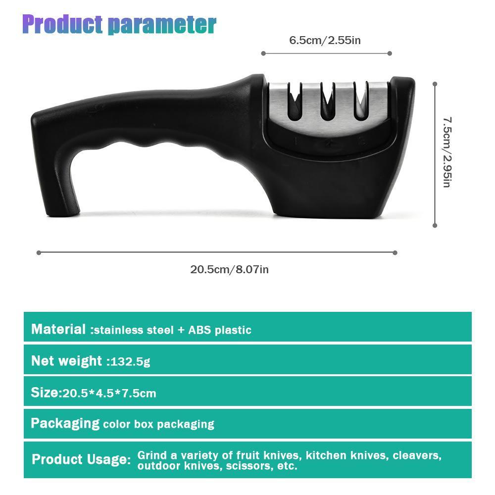 Kitchen Knife Sharpener Handheld Multi-function 3 Stages Type Quick Sharpening Tool With Non-slip Base Kitchen Knives Accessories Gadget Durable