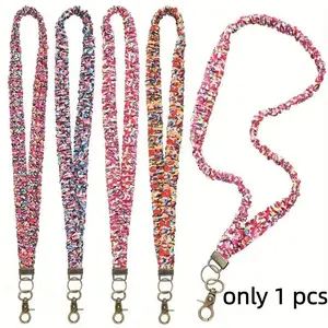 Colorful Hair Tie Lanyard for ID and Keys, Fashionable Clip-On Necklace Strap, Elastic Work Card Holder for Teachers, Nurses, Doctors, Friends
