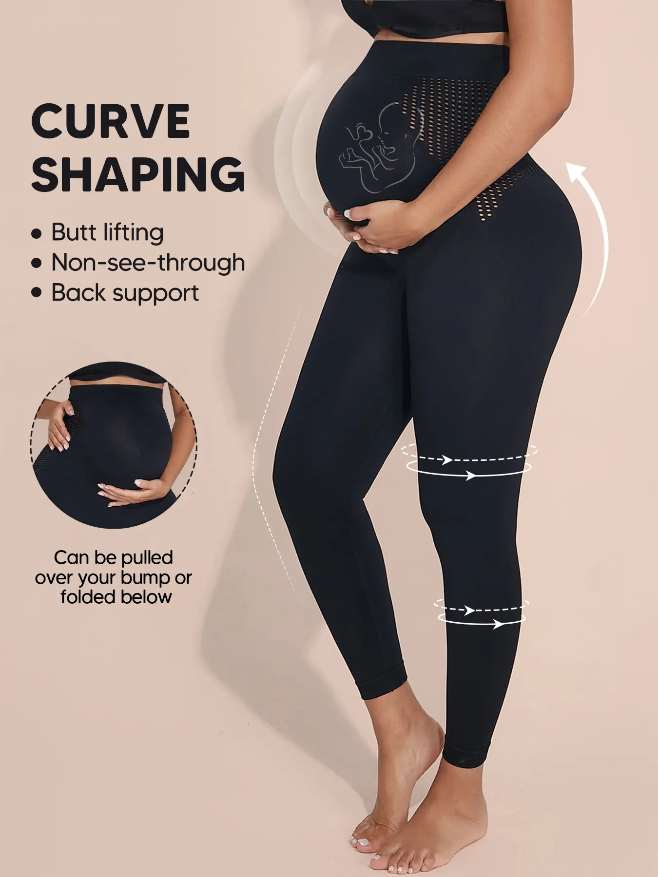 Maternity Workout Leggings Over Belly – High Waist Seamless Pregnancy Yoga Pants with Breathable Mesh Panels, Full Length Support Tights, Pregnancy Activewear, Maternity Clothing, Pregnancy Clothes, Pregnancy Must Haves