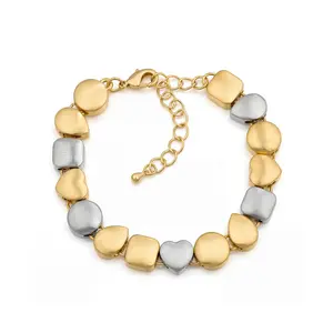 Mytys Two-Tone Mixed Shape Geometric Adjustable Bracelet for Everyday Styling - Stylish & Versatile Accessory