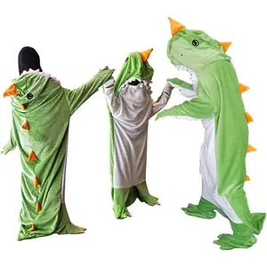 Wearable Dinosaur Blanket Hoodie  Sleeping Bags for Women Men Adult Soft Cozy Gifts(L fit for Height 5'3"-6', Dinosaur)