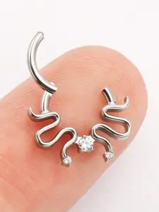 Astm F136 Titanium Hoop Piercing, Articulated Segment Snakes Cz Clicker Jewelry, Octopus Anodized Septum Rings, Cartilage Earring