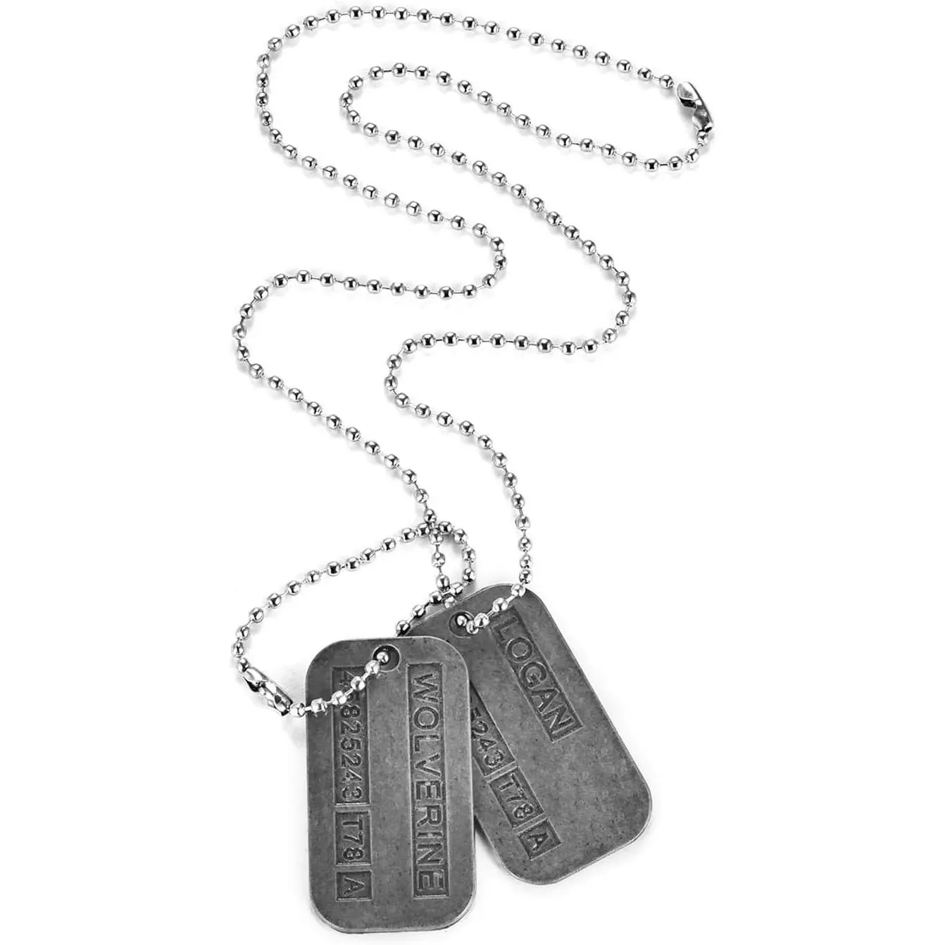 Two Double Sided Wolverine Name  Tags on 20 Inch Chain for Wolverine Lover Costume  Accessory
