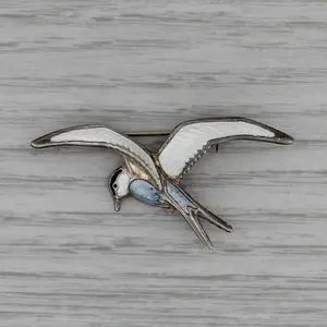 David Andersen Norway Bird Brooch Sterling Silver Enamel Pin