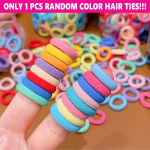 1 Pcs Random Color Black Hair Ties No Damage for Women, Ponytail Holders for Thick Hair, Seamless Cloth Fabric Soft Hair Bands for Women's Hair, Hair Elastics Pony Tails Hair Tie Hair Band