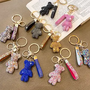 Cute Full Diamond Little Bear​ Design Sparkly Bag Charm, Fashionable Bag Keychain for Women & Girls, Trendy All-match & Exquisite Bag Charm for Birthday Gift, Purse Accessories