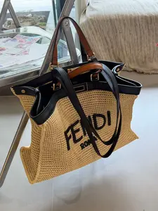 Pre-owned FENDI Peekaboo X Tote Raffia Woven Tote Bag – Celebrity Style, retail price: $5000
