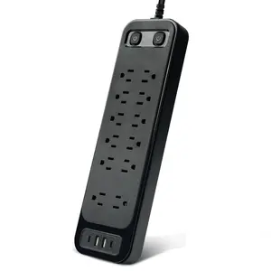 BOCHLION BKL-U12 Power Strip 12 Outlets with 4 USB（2 USB-C）Charging Ports,Multi Plug Outlet Extender, 6Ft Braided Extension Cord, Flat Plug Wall Mount Desk USB Charging Station for Home Office ETL