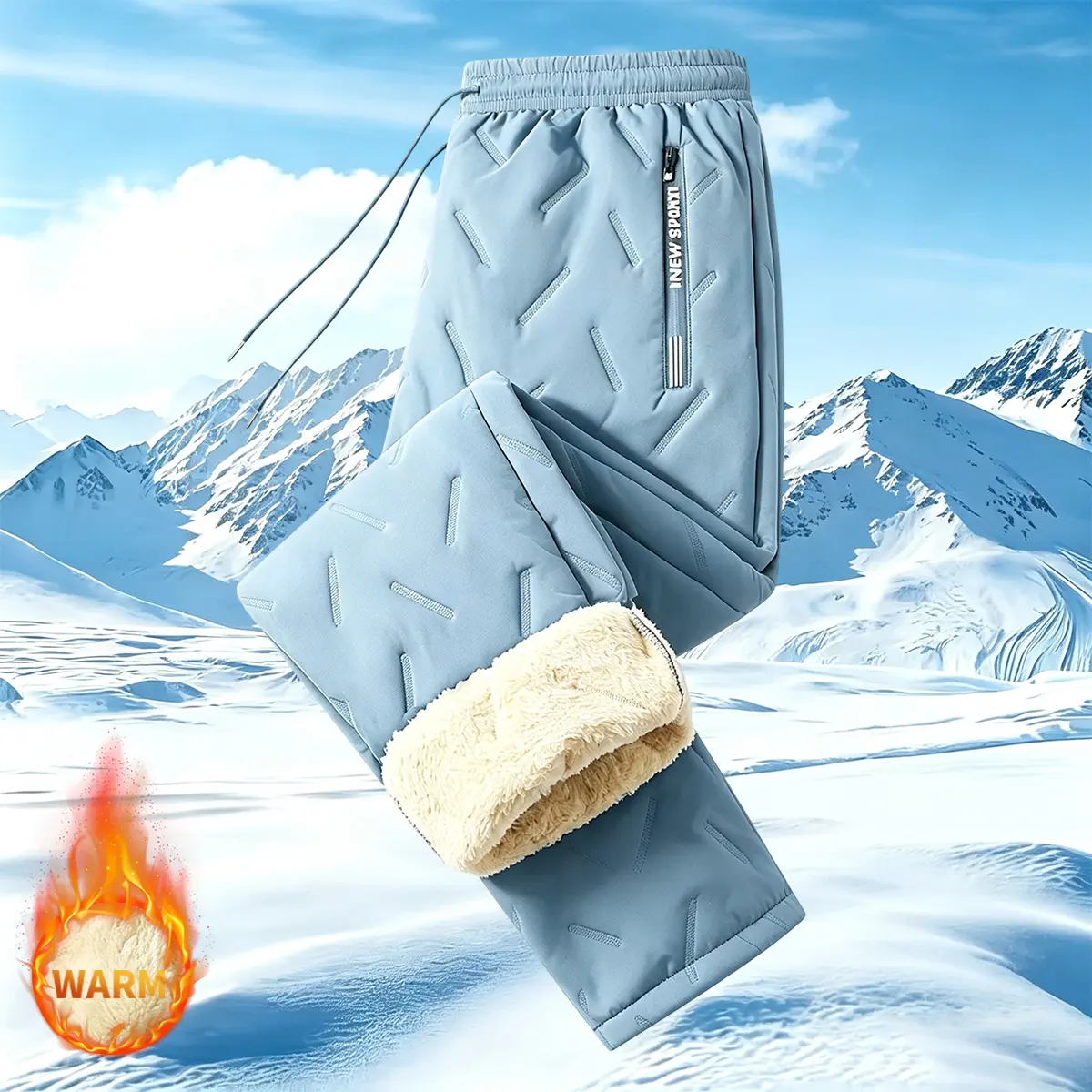 Men’s outdoor long pants, fleece-lined for warmth; running training fleece sports pants; winter fleece athletic long pants; cold-resistant, windproof casual mountaineering pants with faux fur lining; thickened fleece pants.