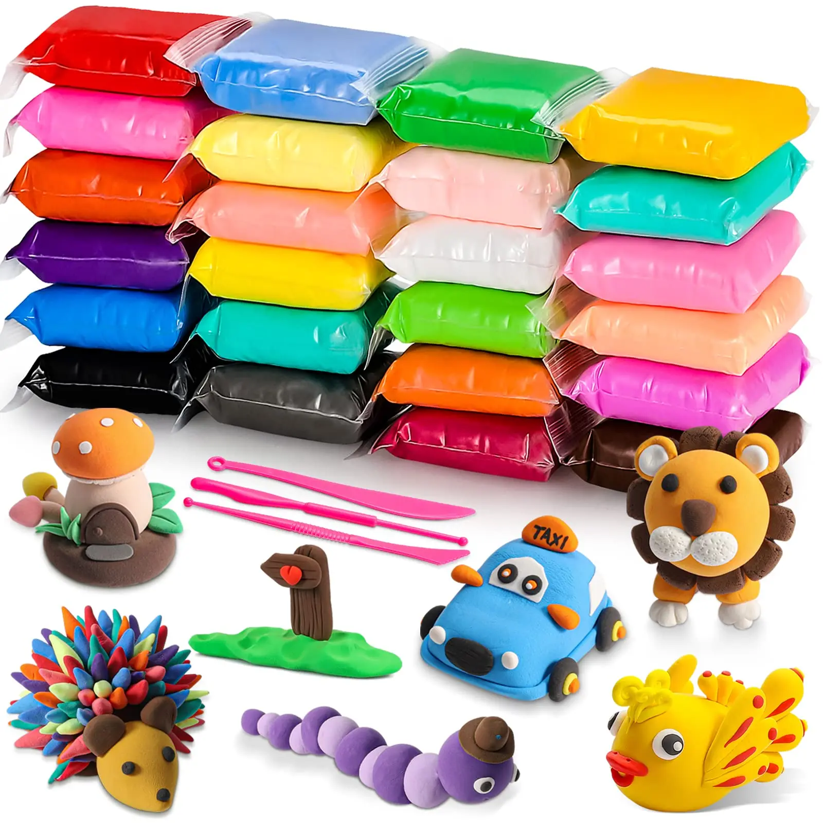 Air Dry Clay Kit, 24/36 Colors Modeling Clay with Tools, Ultra Light, Safe and Non-Toxic, Ideal Gift for Kids, Christmas & Halloween, DIY Material