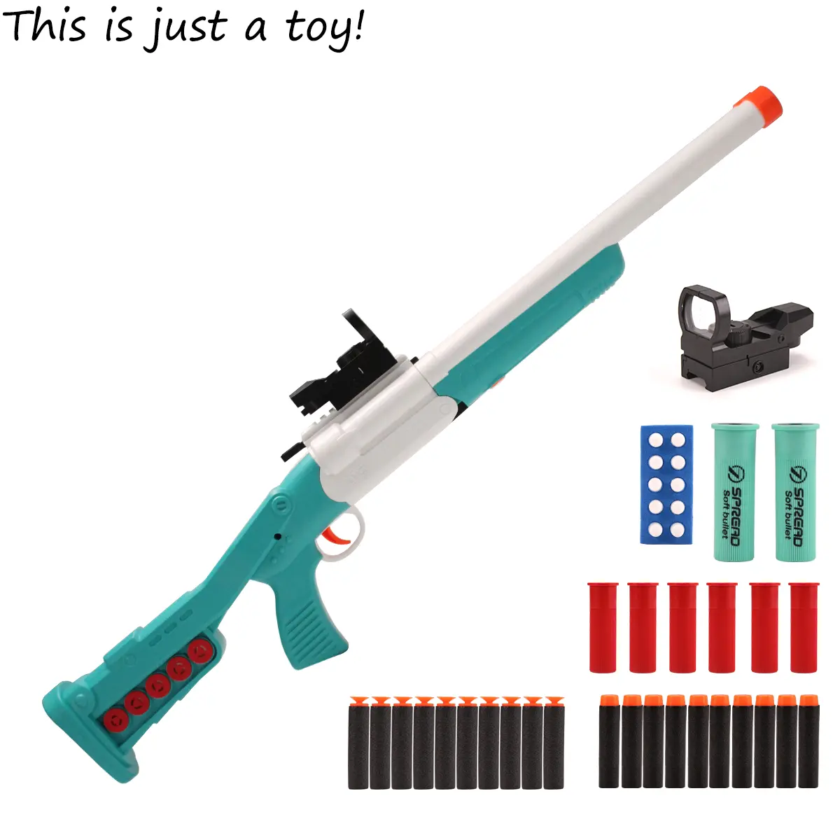 JH2031 Dual Tube Foam Dart Blaster Toy Set with Reusable Shells, Manual Foam Dart Launcher for Backyard Team Games, Outdoor Play Toy for Teens Ages 14+, Birthday & Holiday Gift