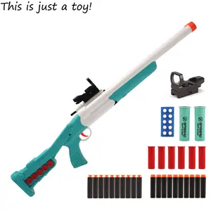 JH2031 Dual Tube Foam Dart Blaster Toy Set with Reusable Shells, Manual Foam Dart Launcher for Backyard Team Games, Outdoor Play Toy for Teens Ages 14+, Birthday & Holiday Gift