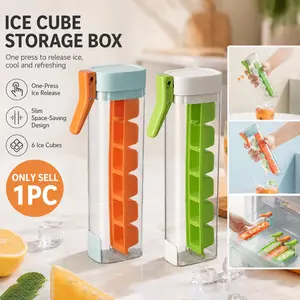 Single Hand Press Ice Tray, Easy Demould Ice Maker with Handle, Simple Release Flexible Design, Portable Ice Maker with Storage Container, 2-in-1 Ices Cubes Bottle - No Spill,Maker for Quickly Making in Homes and Setting Maker, Ice Cube Tray