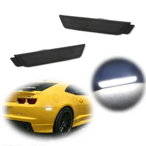 2pcs Smoked Rear Side Marker lamps Lights White LED Lamps For 2010 2011 2012 2013 2014 2015 Chevrolet Camaro, Replace OEM# 92195248 92246253 9224-6252 & 9224-6253