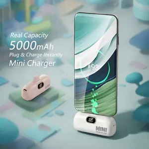 5000mah Mini Portable Power Bank, Type-C Input USB-A Output, Smart Display, Lightweight, Fits Apple & Android Devices