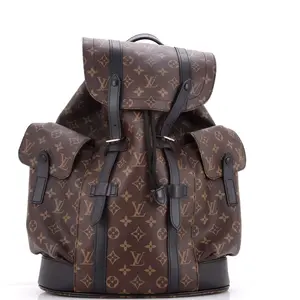 Pre-owned Louis Vuitton Canvas Coated, Leather Backpacks Christopher Backpack Macassar Monogram Canvas MM by Rebag