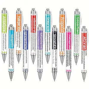 6/12pcs Pharmacy Pens Set of Pens Nurse Pharmacist Gift, Fun Drug Retractable Ballpoint Pen, Nurse Week Bulk, Medical Pen Graduation Accessories, Writing Pen