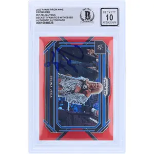Zelina Vega WWE Autographed 2023 Panini Prizm Red Prizm #57 #/299 Beckett Fanatics Witnessed Authenticated 10 Card - Fanatics Authentic Certified