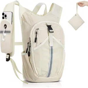 15L Small Hiking Backpack - Lightweight Packable Foldable Compact Rucksack for Women Men, Perfect for Travel Camping Outdoor Commute (Beige)