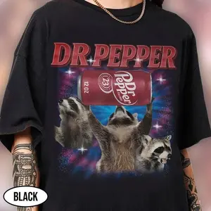 [Sale Up To 50%] Vintage Three Raccoons Dr Pepper Shirt, Retro Dr Pepper Bootleg Shirt, Dr Pepper Lover Unique Shirt, Funny Dr Pepper Raccoon Shirt, Graphic Streetwear T-shirt