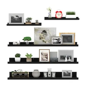 Wall Mounted Acrylic Shelves  The Ultimate Nursery Bookshelf & Vinyl Record Display| Set of 5 Modern Wood Wall Shelves| Extra Deep 5.5" Ledge for Secure Storage| Viral Room Aesthetic