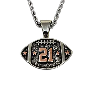 Custom Handcrafted Football Number Necklace – Handmade Copper Stars & Number – Free 23” Rope Chain – Personalized 2 Digit Sports Pendant (Ships in 21 Days)