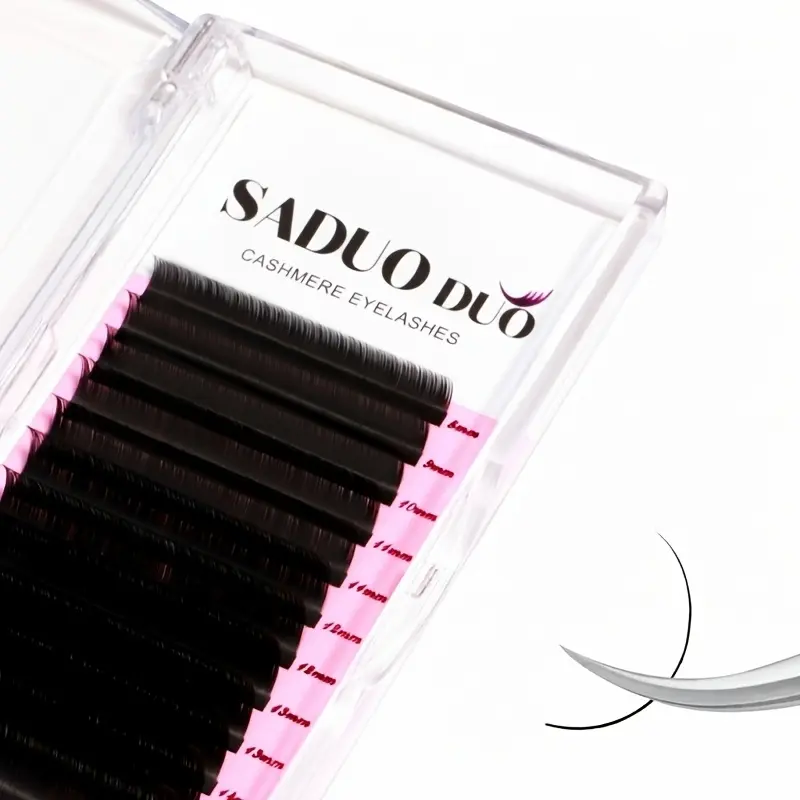 Cashmere Eyelash Extensions Tray, D Curl 0.07mm Individual Lashes for a Natural Look, Super Matte Black Finish, 8-15mm Mixed Lengths for Lash Techs, Eyelashes Extensions