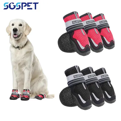 Mesh Fabric Dog Paw Protectors - Breathable Anti-Slip Pet Boots with Reflective Straps (Improves Nighttime Visibility), Pavement Heat/Winter Salt Guards, Easy On & Off, Extra Grip on Slippery Surfaces, Multi-Size for Small-Large Dogs (2XS(2.8), 2XL(3.9))