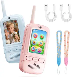 2 Pack Video Walkie Talkies, Rechargeable  Walkie Talkies 2 Pack with Screen for Boys & Girls Ages, Birthday ,Christmas ,Gifts for Family Games, Outdoor Play, Camping (Blue & Pink) KOENN