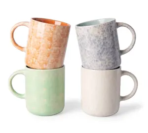 17 oz Ceramic Coffee Mugs Set of 4 with Handle, 4pcs Stoneware Coffee Cups Set, Dishwasher and Microwave Safe