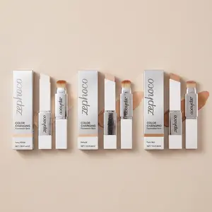Zephoco 2-in-1 Color Changing Foundation Stick - Natural Shade, Lightweight, Hydrating, Non-Caking, Seamless Look, Concealer Makeup for All Skin Types