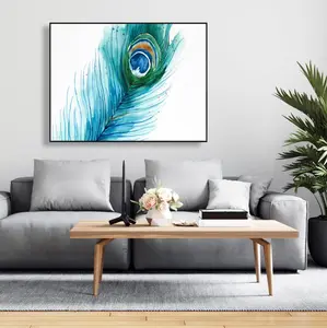 360 Stand Framed Wall Art - 36x48 in. Detailed Colors Long Peacock Feather Bird Motif Artwork Print, Nature-Inspired Home Decor, Ideal Gift for Home Supplies, Decoration, Artistic