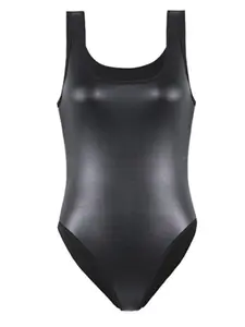 European and American High Quality PU Leather Bodysuit Patent Leather Sexy Tights Shapewear Shapewear Vest Triangle Plus Size Set