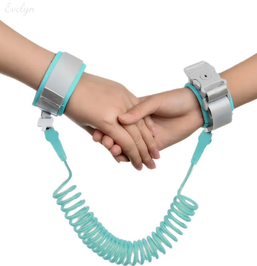 Toddler Safety Wrist Link, Child Companion Walking Strap with Coil Spring, Soft Wristband Leash for Kids, 1.5m/4.9ft Length